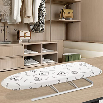 Seiritex Table Top Ironing Board Cover 12 x 32 inch, 3 Layers Small Iron Board Cover, Heat Reflective Thick Padding with Elasticized Edges (White) - color: White, size: 12x32