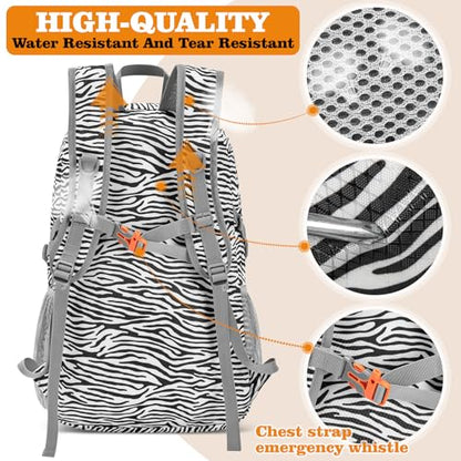 ZOMAKE Lightweight Packable Backpack 30L, Foldable Hiking Backpacks Water Resistant Compact Folding Daypack for Travel(Zebra print) - color: Zebra Print