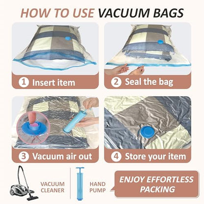 Cozy Essential Vacuum Storage Bags, 80% Compression Vacuum Seal Space Saver Plastic Packaging Bags for Clothes, Blankets, Pillow, Bedding, Comforters, Sealer Clothing Storage,8 XXL Jumbo
