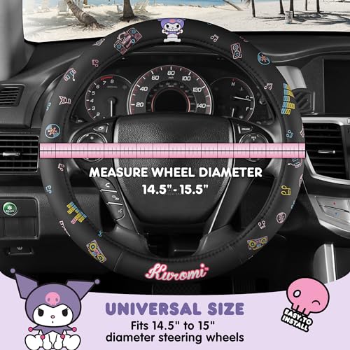 Sanrio Kuromi Car Trunk Organizer, Steering Wheel Cover, Air Freshener & Refill – Cute, Collapsible, Heavy-Duty Storage & Car Accessories for Groceries, Tools, Travel – 12.5"L x 12.5"W x 9"H - style: Pack Kuromi