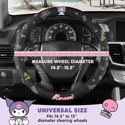 Sanrio Kuromi Car Trunk Organizer, Steering Wheel Cover, Air Freshener & Refill – Cute, Collapsible, Heavy-Duty Storage & Car Accessories for Groceries, Tools, Travel – 12.5"L x 12.5"W x 9"H - style: Pack Kuromi