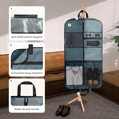pack all 43" Premium Gusseted Travel Garment Bag, Heavy Duty Hanging Suit Bag, Foldable Dress Bag for Closet Storage, Suit Cover Protector for Clothes Shirts Dresses Coats(Grey) - size: Plus