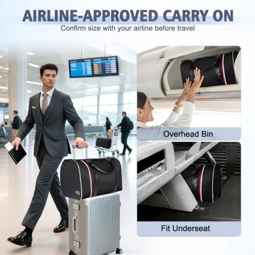 Geestock Garment Bags for Travel, Convertible Suit Travel Bag for Men & Women, Carry On Garment Bag with Shoe Pouch & Shoulder Strap, 2 in 1 Foldable Oxford Duffel Bags, Black - color: Black