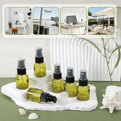 Segbeauty 6pcs 0.5oz Glass Liquid Travel Containers of 3pcs Lotion Pump Bottle Dispenser, 3pcs Empty Spray Bottle, 15ml Refillable Mini Travel Bottles for Cosmetics, Small Pump Container for Liquids - size: 0.5oz+0.5 fl oz