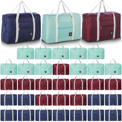 Travel Bag 36 Packes Carry on Luggage Foldable Duffel Bag Sports Gym Bag Weekender Overnight Bag Water Resistant Nylon Travel Duffel for Men Women - color: 12Blue 12Green 12Red
