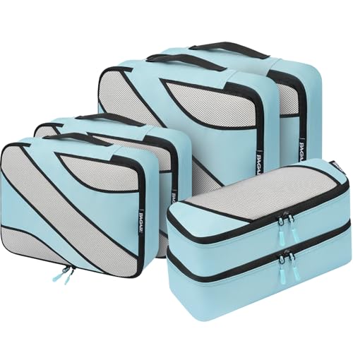 BAGAIL 6 Set Packing Cubes,Travel Luggage Packing Organizers - color: The Dusty Blue, style: 6 Set