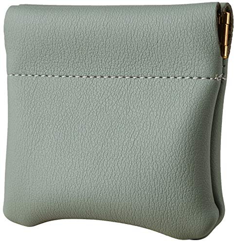 Travelambo Leather Squeeze Coin Purse Pouch Change Holder For Men & Women - color: Access Green Blooming