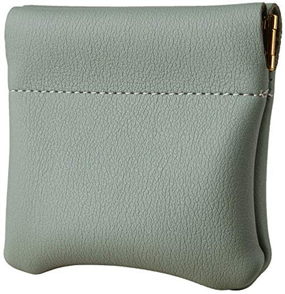 Travelambo Leather Squeeze Coin Purse Pouch Change Holder For Men & Women - color: Access Green Blooming
