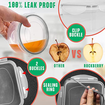 RockBerry 50 Pcs Large Food Storage Containers with Lids Airtight-85 OZ to small Containers-Total 526OZ Stackable Kitchen Set -BPA Free Leak proof containers- Freezer Microwave safe - color: 50Pcs