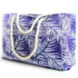 SRISE Large Beach Bag for Women & Men, Beach Bags Waterproof Sandproof, Travel Tote Bag, Swim Pool Bag for Family Outdoor - color: Palm Leaf