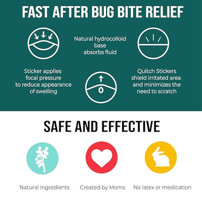 quitch Bug Bite Itch Relief Patch Kids, Bug Bite Patch, Summer Travel Essentials for Kids, Mosquito Anti Itch Cream Alternative Summer Camp Essentials Itch Relief, Baby hydrocortisone Alternative - size: 27 Stickers