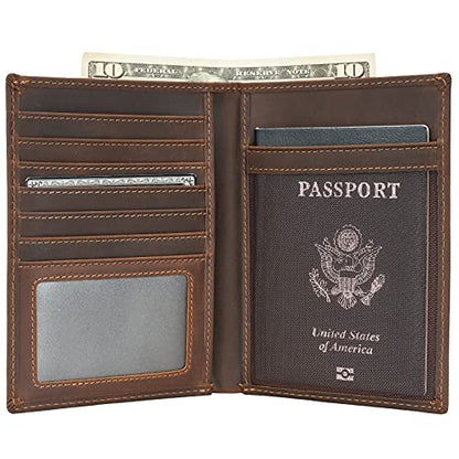 Polare Luxury RFID Blocking Leather Passport Holder Travel Wallet For Men and Women (Dark Brown) - color: Dark Brown