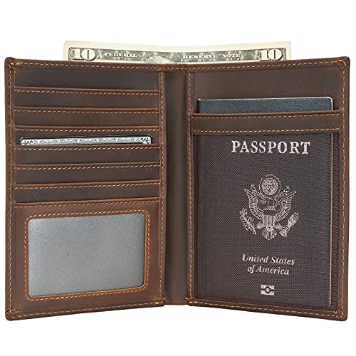 Polare Luxury RFID Blocking Leather Passport Holder Travel Wallet For Men and Women (Dark Brown) - color: Dark Brown
