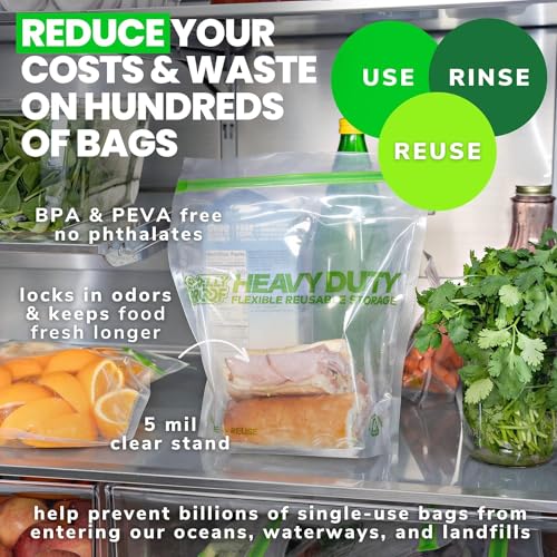 Smelly Proof BULK VALUE, 50-Pack HEAVY DUTY 5-mil Reusable Bags, Stand-Up, Expandable, Dishwasher-Safe, Odor-Proof, Durable Poly Nylon (Non-Silicone) US-Made 8.5" x 10" Quart 50pk - size: 50pk Quart 8.5" x 10"