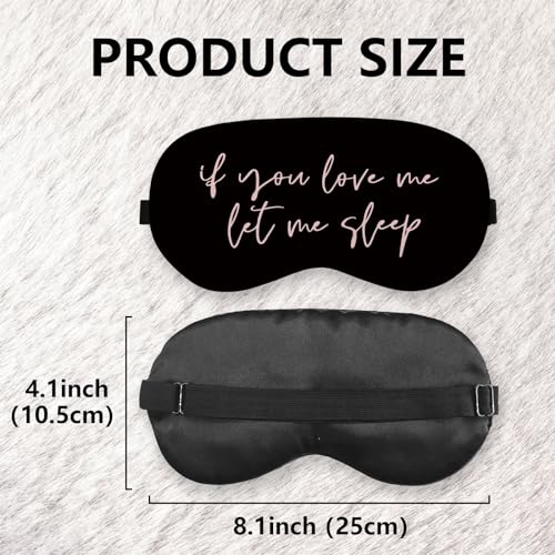 Let Me Sleep Silk Eye Mask for Sleeping,Funny Sleep Mask, Black Pink Couple Blindfold Adjustable Strap Night Sleep Mask for Women Girls, Airplane Travel Nap, Pink Love Me Sleeping Mask Eye Cover - color: Let Me Sleep