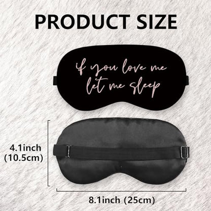 Let Me Sleep Silk Eye Mask for Sleeping,Funny Sleep Mask, Black Pink Couple Blindfold Adjustable Strap Night Sleep Mask for Women Girls, Airplane Travel Nap, Pink Love Me Sleeping Mask Eye Cover - color: Let Me Sleep