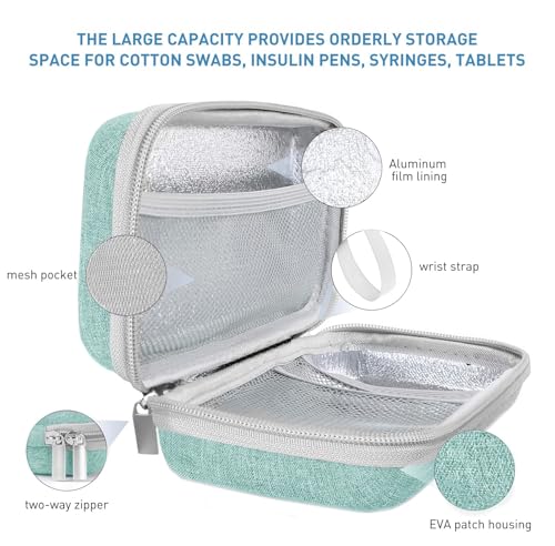 suzamed Insulin Cooler Travel Case,EVA Insulation Travel Medicine Kit with Temperature Display for Diabetes Care,Insulin Pen and Other Diabetic Supplies (Green-Temp) - color: Green