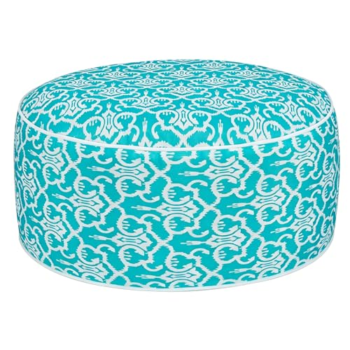 Inflatable Outdoor Ottoman,20"x9" Portable Patio Pouf,Water Resistant,Fade-Resistant,Round Blow Up Footrest Stools for Home Garden Camping Travel(Romantic Blue) - color: Romantic Blue