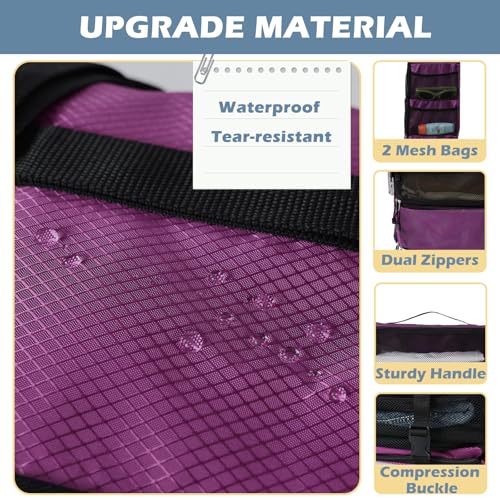 Surblue Hanging Travel Organizer Portable Hanging Luggage Organizer Multiple Compartments Collapsible Compression Closet Packing Cubes,Purple,M - color: Purple, size: Medium