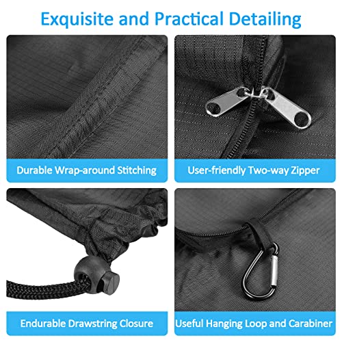GOGOODA Travel Laundry Bags with Drawstring Closure XL Large Foldable Dirty Clothes bags with Handle Heavy Duty and Washable for College Dorm Travelling Camping, 2 Pack, Black & Dark Blue - color: Black & Dark Blue