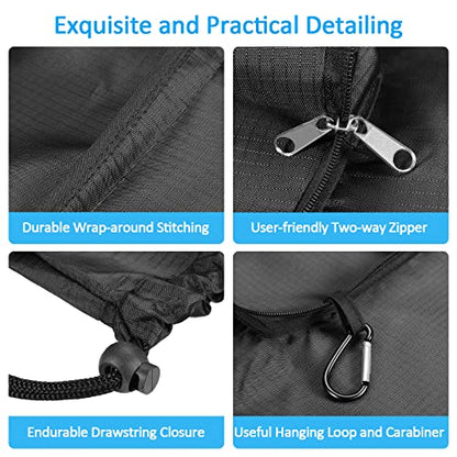 GOGOODA Travel Laundry Bags with Drawstring Closure XL Large Foldable Dirty Clothes bags with Handle Heavy Duty and Washable for College Dorm Travelling Camping, 2 Pack, Black & Dark Blue - color: Black & Dark Blue