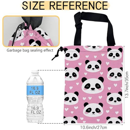 Cute Panda Car Trash Bag, Strap Drawstring Car Garbage Bags,Car Back Seat Organizer with Adjustable Buckle for Car Accessories - color: Cute Panda