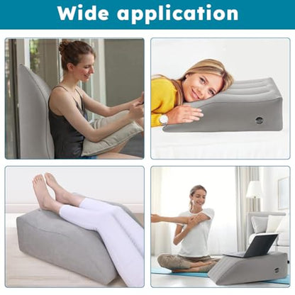 Leg Elevation- Pillows for After Surgery, Inflatable Wedge Pillows for Sleeping, Swelling, Circulation, Bolster Pillow Pain Reliefs for Legs Back for Pregnant, Surgery and Injury(grey,Size:as shown)