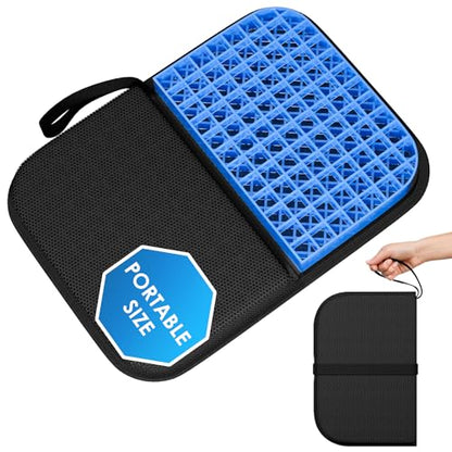 WISIMMALL Gel Seat Cushion Portable Travel Cushions, 16.5" x 12" Large Size Super Thick Foldable Chair Seat Cushion Lightweight for Car Office Chair Wheelchair, Pressure Sores Tailbone Pain Relief - size: L-Black