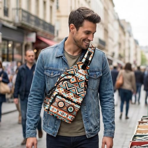 Colorful Tribal Pattern Crossbody Bags for Women Men Trendy Sling Bag Backpack Casual Chest Bag Shoulder Strap - color: Color 17