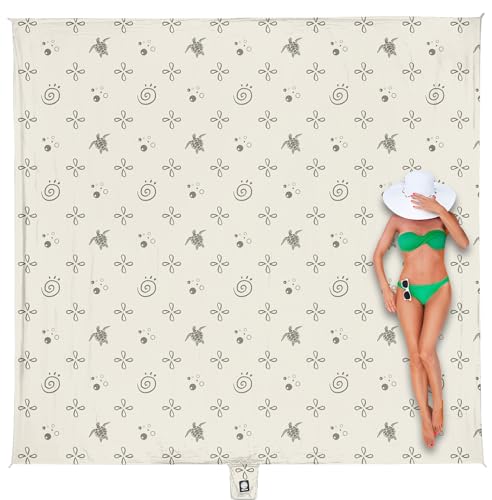 WEKAPO Beach Blanket Waterproof Sandproof Oversized Extra Large Sand Free Beach Mat with Stakes, Storage Bag - Essentials for Outdoor Beach, Picnic (Light Small Sea Turtle, 11 X 9 FT (1~10 Person)) - color: Light Small Sea Turtle, size: 11 X 9 FT (1~10 Pe