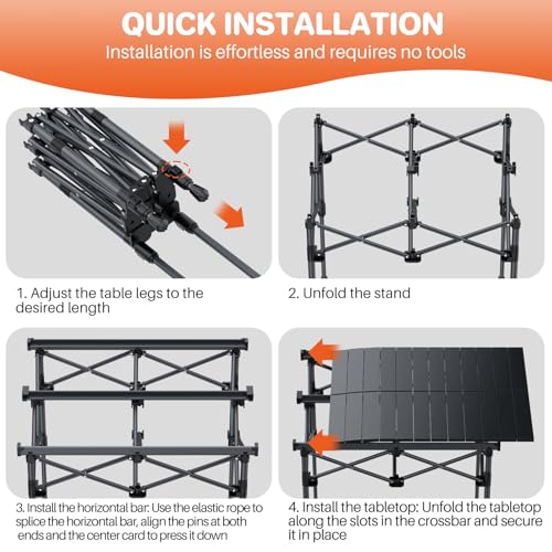FUNYKICH Folding Camping Table(L26.4''xW22.8''), Aluminum Roll-up Portable Picnic Table with 2 Adjustable Height(17.3'' & 27.6'') for Picnic, Camping, BBQ, Party, Backyard, Beach - size: 26.4''L x 22.8''W x (28''/17.3'')H
