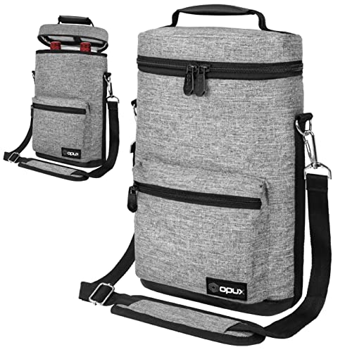opux Wine Bag 2 Bottle Wine Tote Carrier, Insulated Wine Cooler Bag for Travel Picnic, Leakproof Portable Padded Case, Wine Gifts For Women Men Wine Lovers Christmas, Heather Gray - color: Heather Grey