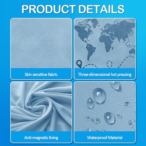 Passport Holders, RFID Blocking Credit Card Holder, PU Leather Vaccine Card Holders for Travel with Magnetic Buckle, Travel Must Haves Cruise Ship Essentials for Men, Women (Blue) - color: Blue