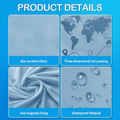 Passport Holders, RFID Blocking Credit Card Holder, PU Leather Vaccine Card Holders for Travel with Magnetic Buckle, Travel Must Haves Cruise Ship Essentials for Men, Women (Blue) - color: Blue