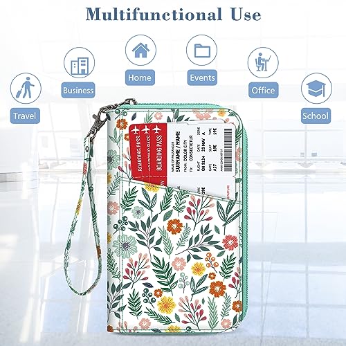 Fintie Family Passport Holder Wallet, RFID Blocking Travel Document Organizer Clutch Bag Credit Cards Case Cover for Women Men - color: Spring