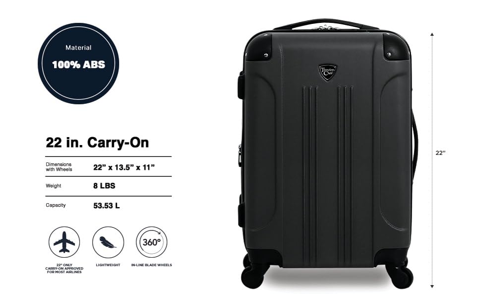 Travelers Club Chicago Hardside Expandable Spinner Luggage, Black, 22" Carry-On - color: Black, size: 22" Carry-On