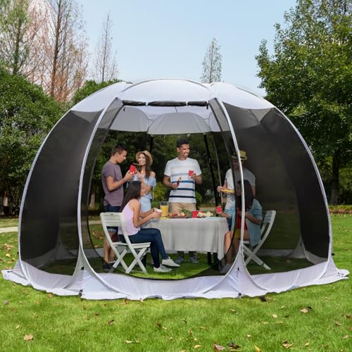 Alvantor Pop Up Screen House Tent, Instant Outdoor Gazebo with Mosquito Netting & UPF 50+ Sun Protection, Portable Canopy Shelter for Patio, Backyard, Camping (2-10 Person) - color: Gray, size: 12'x12'