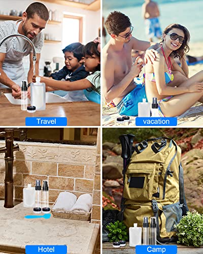 SEQUHITKU 17 Pack Travel Pouches for Toiletries,TSA Approved,Travel Size Portable Containers,Stand Up Pouch,Refillable Travel Accessories for Shampoo Conditioner Lotion Soap Liquids (B-17pcs) - size: B-17pcs