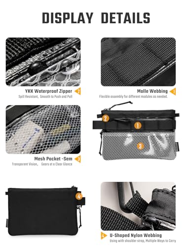 TACTICAL_GEEK EDC Modular Carry Pouch, Waterproof Nylon Organization, Multifunctional Utility Carry Pouch, Semi-Transparent Mesh Pouch for Storing Tools, Daily Necessities - size: Storage A16