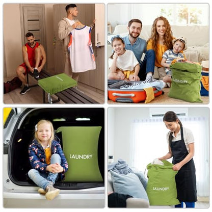 WiseBoy 2 Pack Laundry Bags, Travel Laundry Bag for Dirty Clothes, Washable Nylon Wet Dry Bag, Swimming Yoga Bathing Suit Workout Wet Dry Bags - color: Green