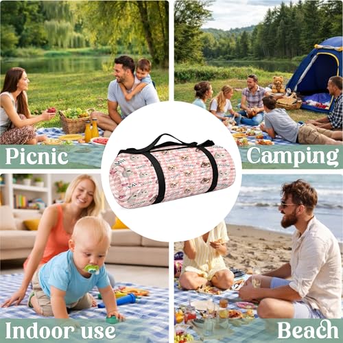 Personalized Waterproof Sandproof Beach Blanket 80''x80'', 3-Layer Foldable Picnic Blanket with Carry Strap, Camping Travel Outdoor Mat for Beach Park Hiking (Custom Funny Pet Face) - color: Custom Funny Pet Face