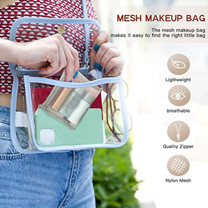 EASYFUN Small Zipper Pouch，6 Pieces Mini Mesh Pouch Coin Purse Portable Cosmetic Case Mesh Storage Bags with Key Kit Small Item Organizer,5 x 4 Inch - color: Grey