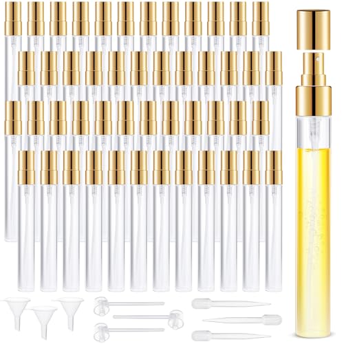 Mini Glass Spray Bottle 50pcs 10ml Clear Spray Bottle Empty, Fine Mist Refillable Mini Perfume Spray Bottle, Perfume Atomizer, Travel Spray Bottle For Hair, Small Empty Sample Containers Portable - size: Spray Bottle10ml-50P