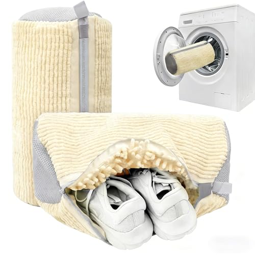Shoe Washing Machine Bag – Reusable Laundry Shoe Bag for Sneakers, Running Shoes & White Shoes, Helps Protect Against Deformation, Scratches & Washer Damage (Off White 2pcs) - color: Off White 2pcs