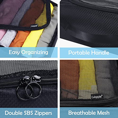Gloppie 4-Pack Packing Cubes for Luggage - Organizer Suitcase Bags Set - Carry On Travel Accessories - color: 4 PACK Black Honeycomb