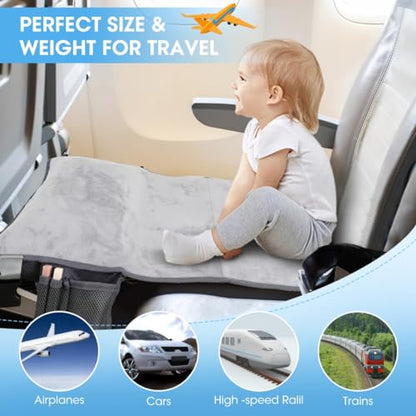 Toddler Travel Airplane Bed Kids Airplane Extender Sea, Travel Inflatable Foot Rest Portable Travel Bed Grey