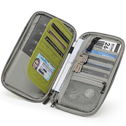 VanFn RFID Travel Passport Wallet, Family Passport Holder, Trip Document Organizer P.Travel Series - color: Green