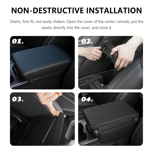 Stacool Upgraded Car Center Console Cover,Microfiber Leather Car Armrest Cover Cushion with 2 Storage Bags,Universal Car Armrest Storage Box (Brown) - color: Brown