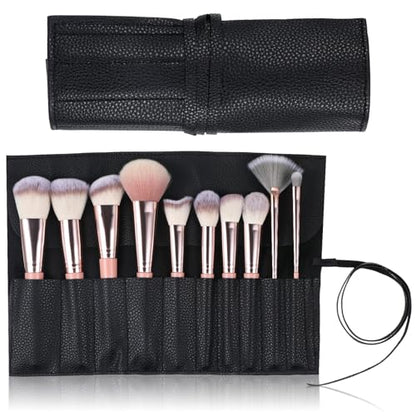 Makeup Brush Organizer PU Leather Makeup Brush Holder Travel 10 Slot Make up Brushes Roll Cosmetic Bag for Women