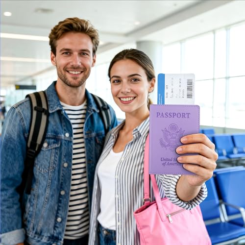 Passport Holder for Travel Men Women - Passport Cover, Passport Wallet Case Travel Essentials Travel Must Haves Accessories Blocking Leather Card Slot Protector for Stocking Stuffers Gifts, Purple - color: 1 Pack - Purple